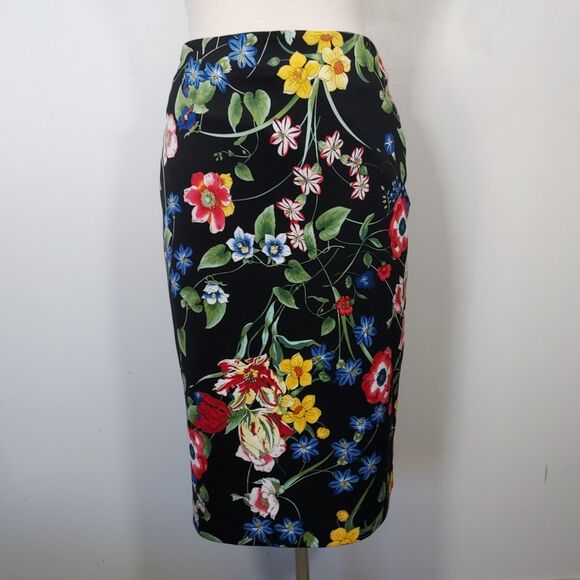7th Avenue New York Co Women's Skirt Black Floral Size 12 Stretch Straight NWT - Picture 2 of 12